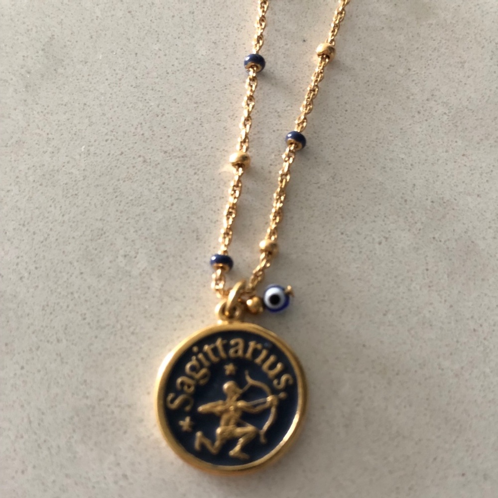 Sagittarius necklace with Evil Eye